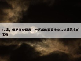 32球，维尼修斯是近三个赛季欧冠直接参与进球最多的球员