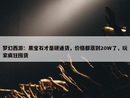 梦幻西游：黑宝石才是硬通货，价格都涨到20W了，玩家疯狂囤货