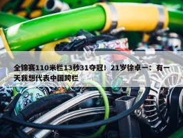 全锦赛110米栏13秒31夺冠！21岁徐卓一：有一天我想代表中国跨栏