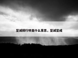 至诚排行榜是什么意思，至诚至成