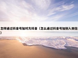 怎样通过抖音号加对方抖音（怎么通过抖音号加别人微信）