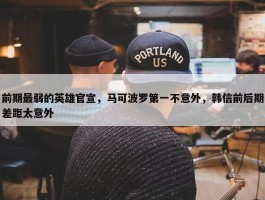 前期最弱的英雄官宣，马可波罗第一不意外，韩信前后期差距太意外