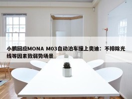 小鹏回应MONA M03自动泊车撞上奥迪：不排除光线等因素致弱势场景