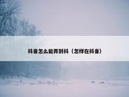 抖音怎么能弄到抖（怎样在抖音）