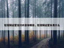 短视频运营交付内容有哪些，短视频运营负责什么