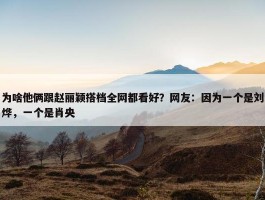 为啥他俩跟赵丽颖搭档全网都看好？网友：因为一个是刘烨，一个是肖央