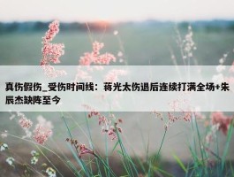 真伤假伤_受伤时间线：蒋光太伤退后连续打满全场+朱辰杰缺阵至今