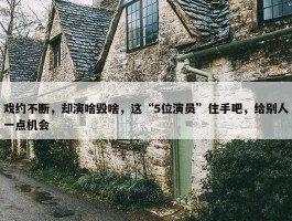 戏约不断，却演啥毁啥，这“5位演员”住手吧，给别人一点机会