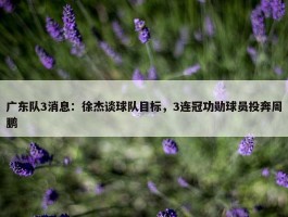 广东队3消息：徐杰谈球队目标，3连冠功勋球员投奔周鹏