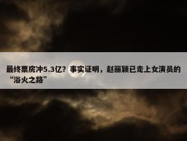 最终票房冲5.3亿？事实证明，赵丽颖已走上女演员的“浴火之路”