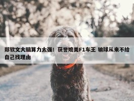 郑钦文大脑算力太强！获誉媲美F1车王 输球从来不给自己找理由