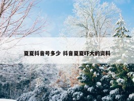 夏夏抖音号多少 抖音夏夏吓大的资料