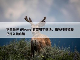 苹果最薄 iPhone 有望明年登场，联咏科技被曝已打入供应链