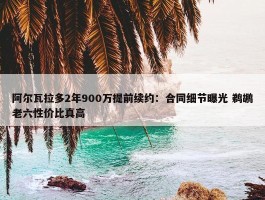 阿尔瓦拉多2年900万提前续约：合同细节曝光 鹈鹕老六性价比真高