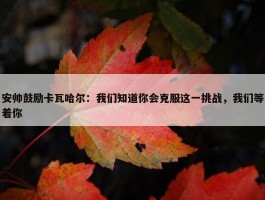 安帅鼓励卡瓦哈尔：我们知道你会克服这一挑战，我们等着你