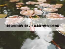 抖音上如何增加抖币，抖音上如何增加抖币收益