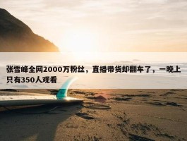 张雪峰全网2000万粉丝，直播带货却翻车了，一晚上只有350人观看