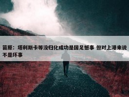 苗原：塔利斯卡等没归化成功是国足憾事 但对上港来说不是坏事