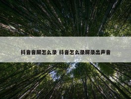 抖音音屏怎么录 抖音怎么录屏录出声音