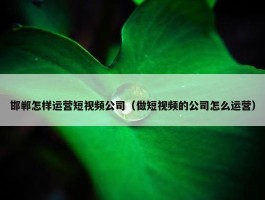 邯郸怎样运营短视频公司（做短视频的公司怎么运营）