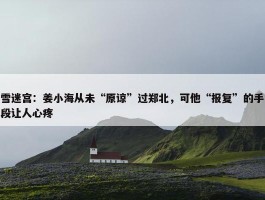 雪迷宫：姜小海从未“原谅”过郑北，可他“报复”的手段让人心疼