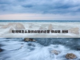 短视频怎么做供应链的运营 供应链 视频