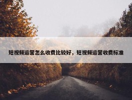 短视频运营怎么收费比较好，短视频运营收费标准