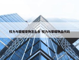 权力与荣耀宠物怎么合 权力与荣耀物品代码