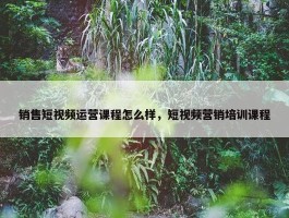 销售短视频运营课程怎么样，短视频营销培训课程