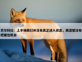 巴尔科拉：上半场我们并没有真正进入状态，很遗憾没有把握住机会