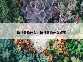 拍抖音说什么，拍抖音说什么好呢