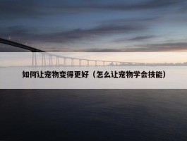 如何让宠物变得更好（怎么让宠物学会技能）