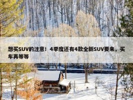 想买SUV的注意！4季度还有4款全新SUV要来，买车再等等