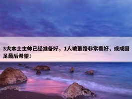 3大本土主帅已经准备好，1人被董路非常看好，或成国足最后希望！