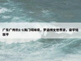 广东广州豹1-1海门珂缔缘，罗涵博文世界波，梁学铭扳平