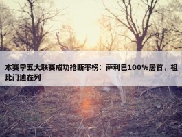 本赛季五大联赛成功抢断率榜：萨利巴100%居首，祖比门迪在列