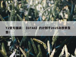 T2官方强调：《GTA6》仍计划于2025年秋季发售！