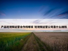 产品短视频运营合作找哪家 短视频运营公司靠什么赚钱