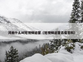 河南什么叫短视频运营（短视频运营百度百科）