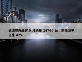 长城坦克品牌 9 月销量 18740 台，新能源车占比 47%