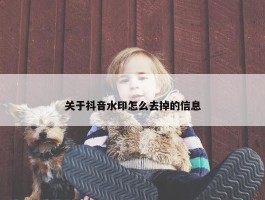 关于抖音水印怎么去掉的信息