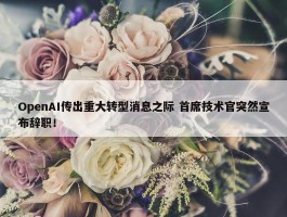 OpenAI传出重大转型消息之际 首席技术官突然宣布辞职！