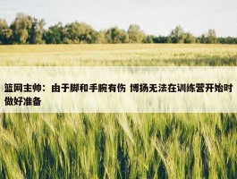 篮网主帅：由于脚和手腕有伤 博扬无法在训练营开始时做好准备