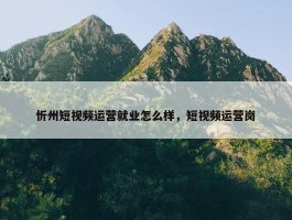 忻州短视频运营就业怎么样，短视频运营岗