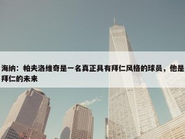 海纳：帕夫洛维奇是一名真正具有拜仁风格的球员，他是拜仁的未来