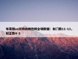 布莱顿vs托特纳姆热刺全场数据：射门数11-13，射正数4-3