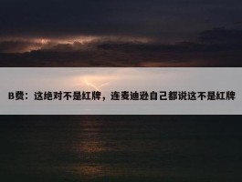 B费：这绝对不是红牌，连麦迪逊自己都说这不是红牌