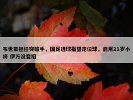 韦世豪担任突破手，国足进球指望定位球，启用21岁小将 伊万没变招