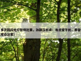 多次因闪光灯暂停比赛，孙颖莎祈求：有点受干扰，希望观众注意！