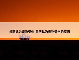 兽医认为宠物受伤 兽医认为宠物受伤的原因